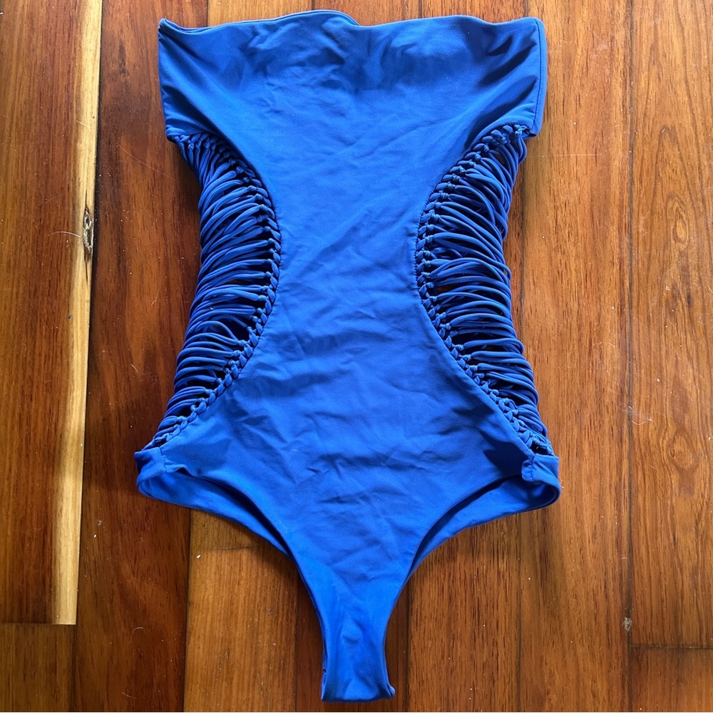 Mikoh blue strapless one piece Medium